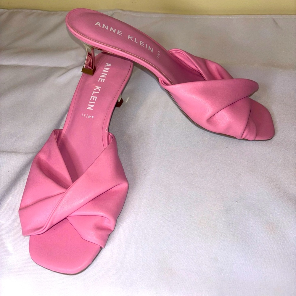 Anne Klein Pink Knot Front Slingback Mules
